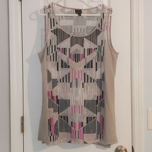 3/$30 Worthington NWOT Geometric Sheer Pink Black Top